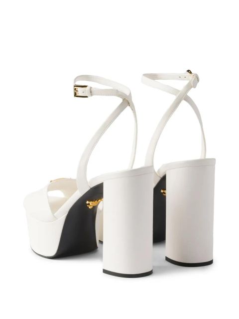 Prada platform leather sandals - White