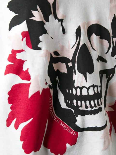Alexander McQueen floral skull print T-shirt - White