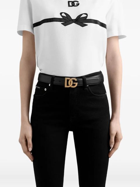 Dolce & Gabbana logo-plaque leather belt - Black - zdjęcie produktu nr 2