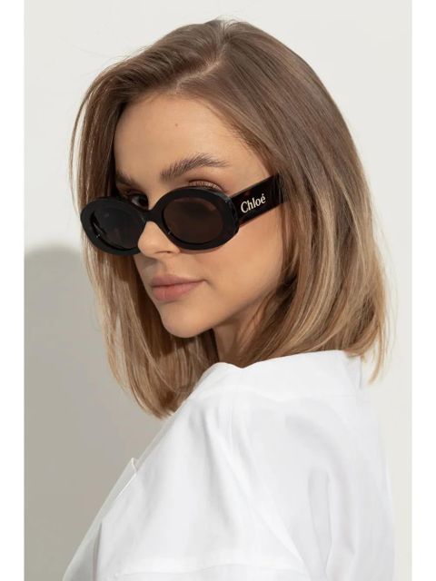 Chloé Eyewear oval-frame recycled-acetate sunglasses - Brown - zdjęcie produktu nr 2