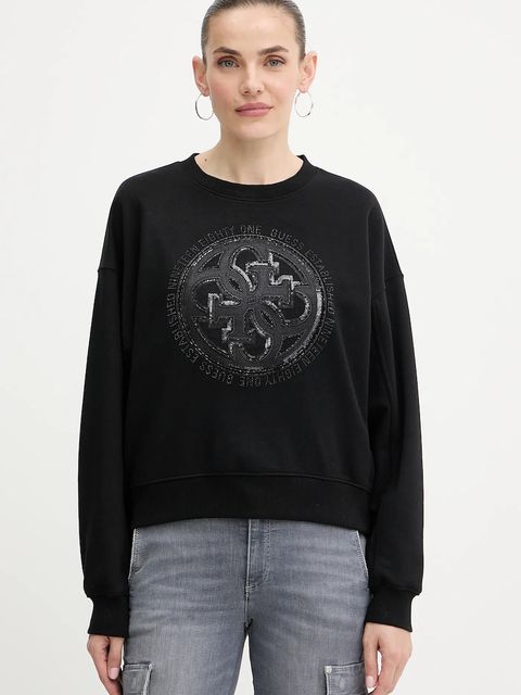 Guess bluza 4G damska kolor czarny z aplikacją W5YQ07 KB681 - zdjęcie produktu nr 1