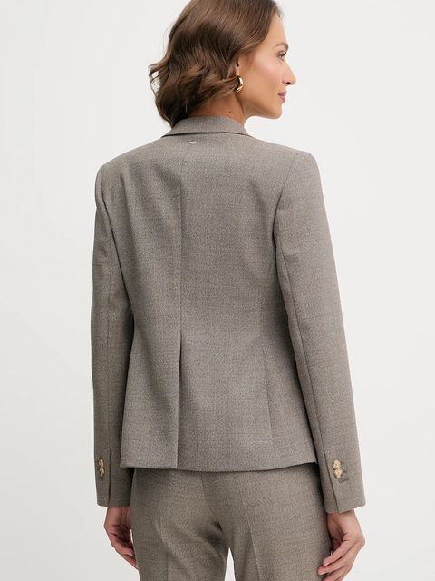 BOSS marynarka wełniana kolor beżowy jednorzędowa gładka 50544333