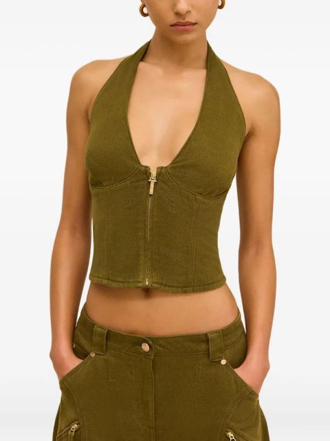 Cult Gaia zip halter top - Green - zdjęcie produktu nr 1