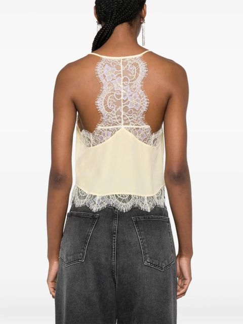 Zadig&Voltaire Claudy lace-trim silk top - Yellow