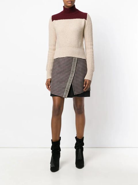 ETRO asymmetrical layered check skirt - Black