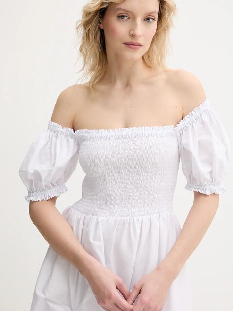 The Sleeper sukienka bawełniana kolor biały mini rozkloszowana BRDR06P001R