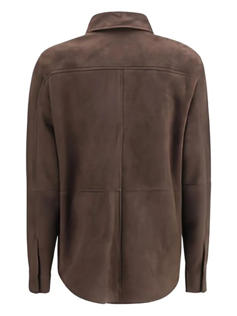 The Row panelled suede shirt jacket - Brown