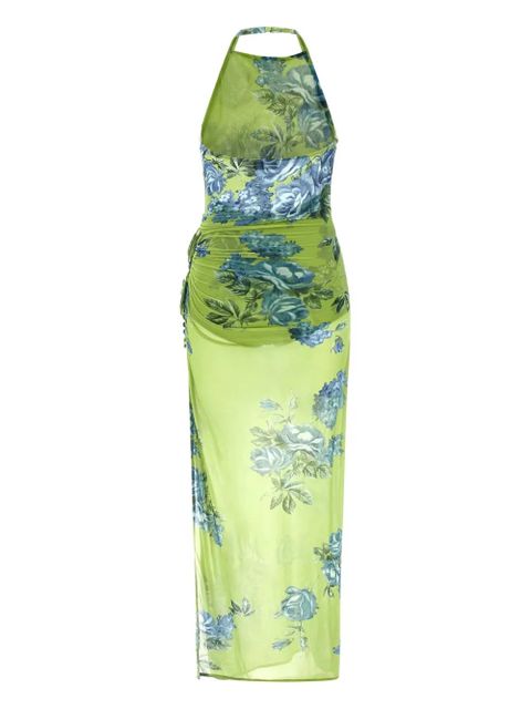 Magda Butrym floral-print side-slit midi dress - Green