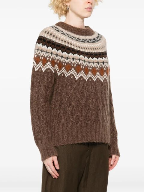 Moncler Grenoble patterned-jacquard sweater - Brown