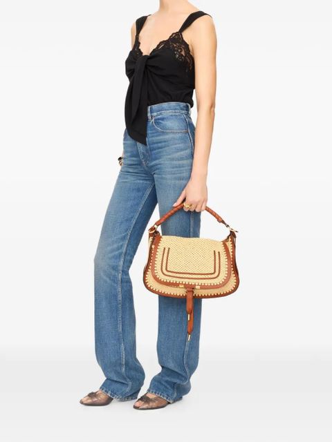 Chloé small Marcie raffia-effect tote bag - Neutrals