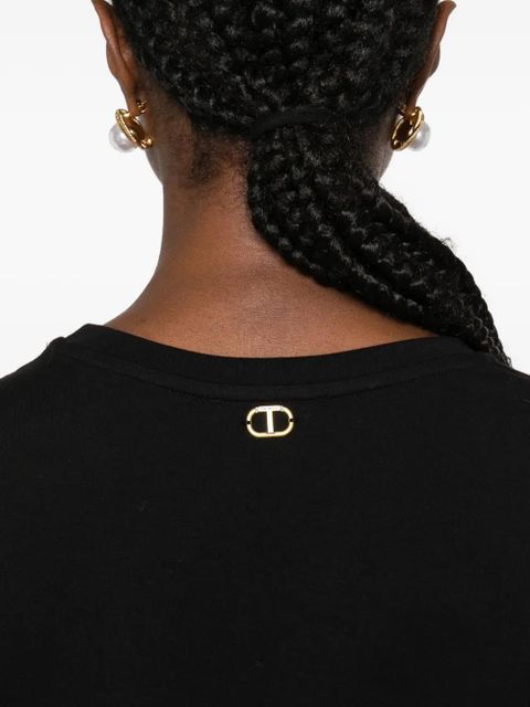 TWINSET mesh-sleeve top - Black