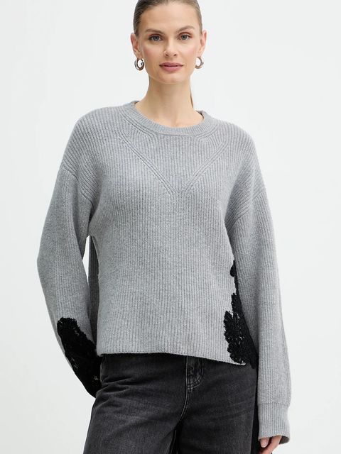 Pinko sweter z dodatkiem wełny damski kolor szary 105505 A2R1 - zdjęcie produktu nr 1