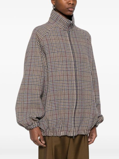 The Frankie Shop check-patterm bomber jacket - Brown