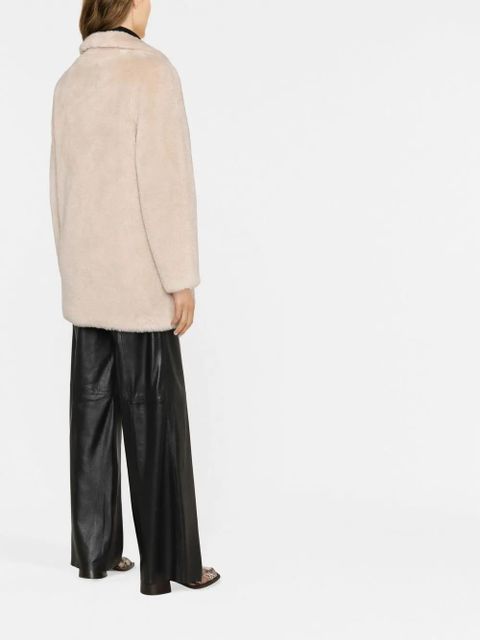 Yves Salomon shearling-trim single-breasted coat - Neutrals