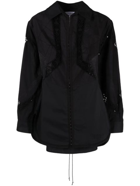 Marine Serre lace-detail shirt dress - Black - zdjęcie produktu nr 1
