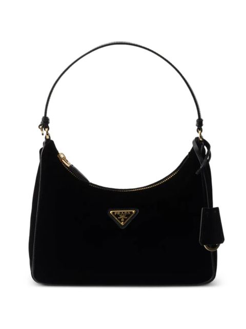 Prada mini Re-Edition 2005 velvet shoulder bag - Black - zdjęcie produktu nr 1