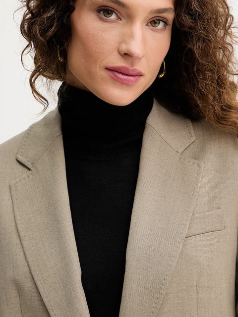 Marella marynarka z wełną kolor zielony jednorzędowa gładka 2523046101200