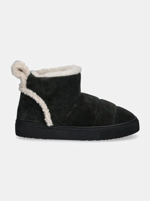 Inuikii śniegowce zamszowe Shearling Slipin kolor czarny 75202-010