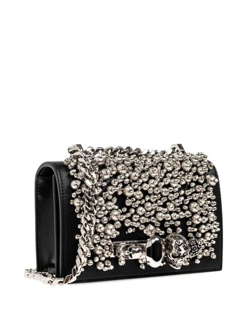 Alexander McQueen jewelled skull chain cross body bag - Black