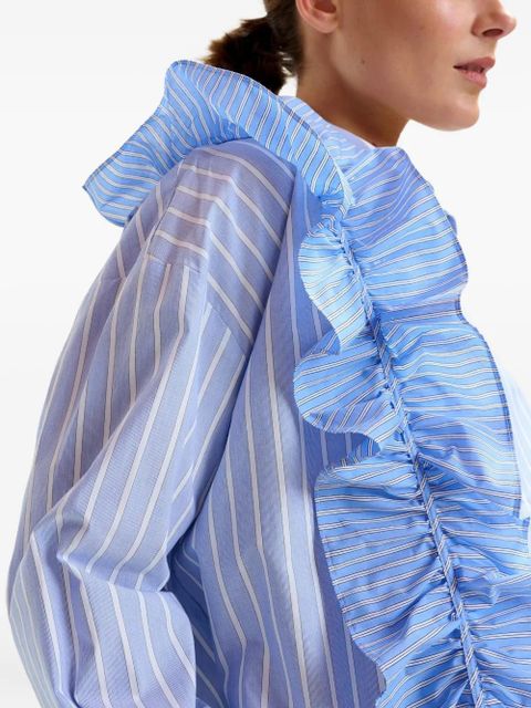 Essentiel Antwerp Ibody ruffle-detail striped shirt - Blue
