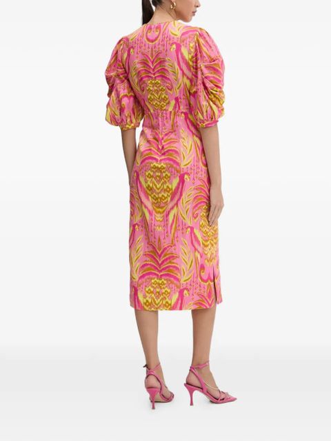 FARM Rio printed puff-sleeve midi dress - Pink