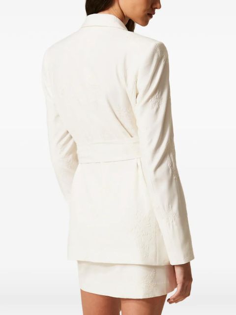 TWINSET embroidered belted blazer - White