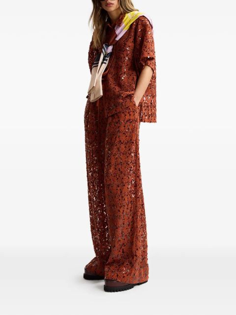 Essentiel Antwerp sequin-embellished trousers - Brown