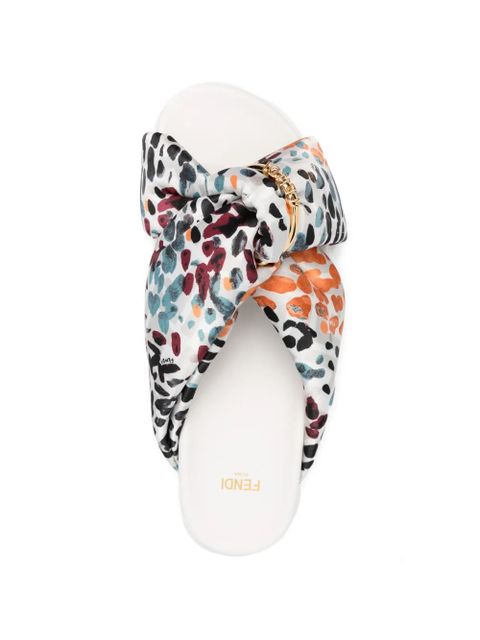 FENDI printed silk sandals - White