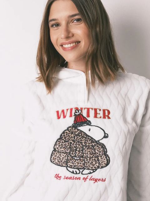 women'secret bluza piżamowa SNOOPY damska kolor beżowy 4442119