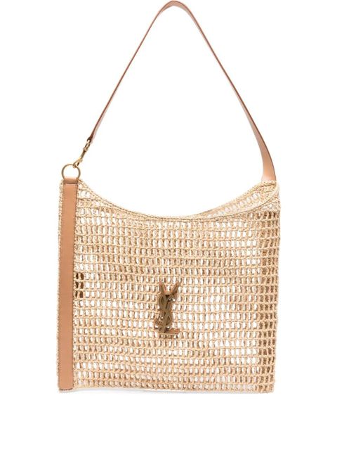 Saint Laurent Oxalis leather-trim woven tote bag - Neutrals
