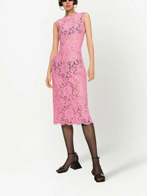 Dolce & Gabbana floral-lace midi dress - Pink