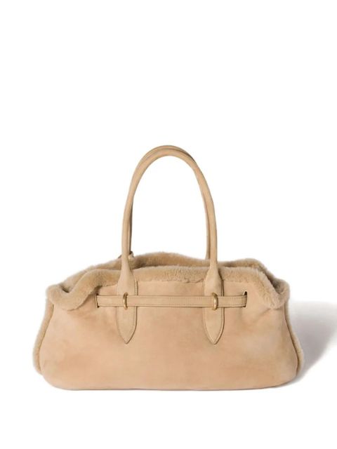 Miu Miu Aventure shearling tote bag - Brown