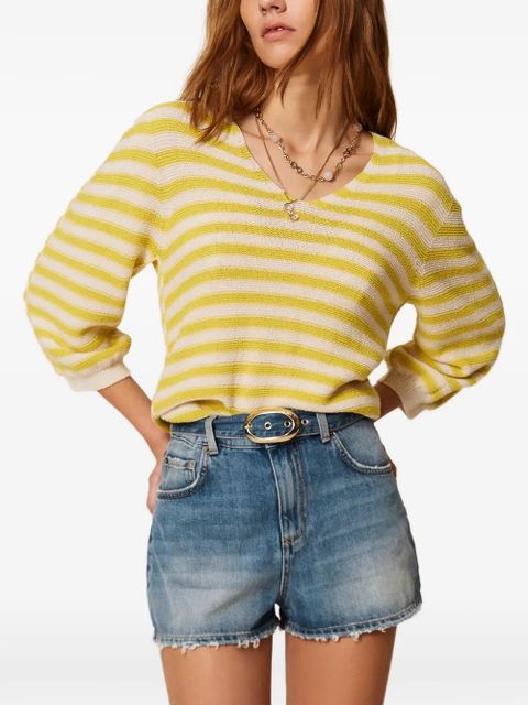 TWINSET V-neck striped sweater - Yellow - zdjęcie produktu nr 2