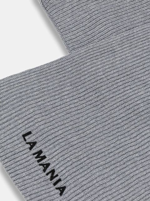 La Mania szalik wełniany MERINOWOOL damski kolor szary gładki MERINOWOOL