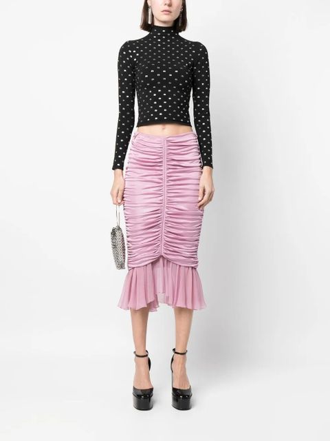 Blumarine ruched silk midi skirt - Pink