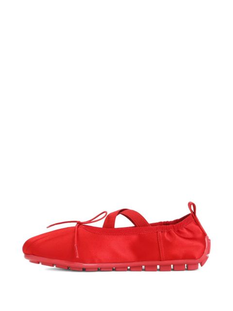 Simone Rocha Grip cross-strap pleated ballet flats - Red