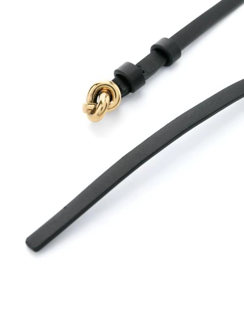 Bottega Veneta knot-buckle thin leather belt - Black