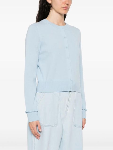 SANDRO ruffle-trim cardigan - Blue