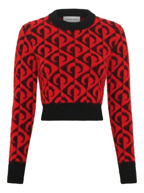 Marine Serre Moon lozenge-knit sweater - Red - zdjęcie produktu nr 1