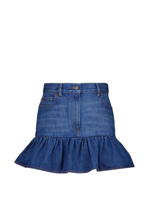 Valentino Garavani ruffle-hem mini denim skirt - Blue - zdjęcie produktu nr 1