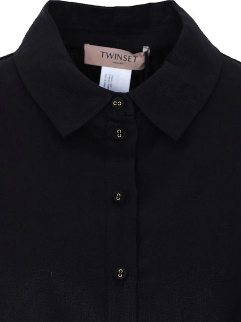 TWINSET lace-embroidered linen shirt - Black