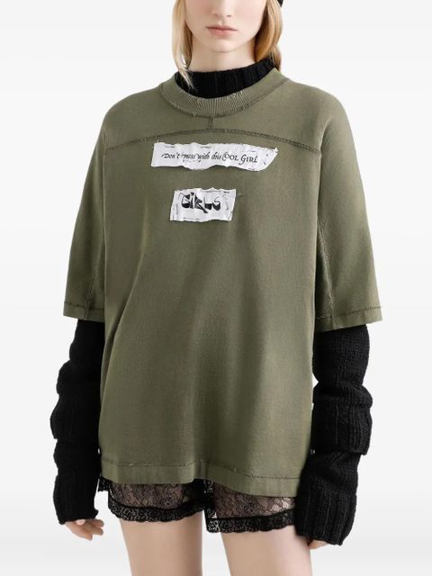 Dolce & Gabbana panelled graphic-print T-shirt - Green