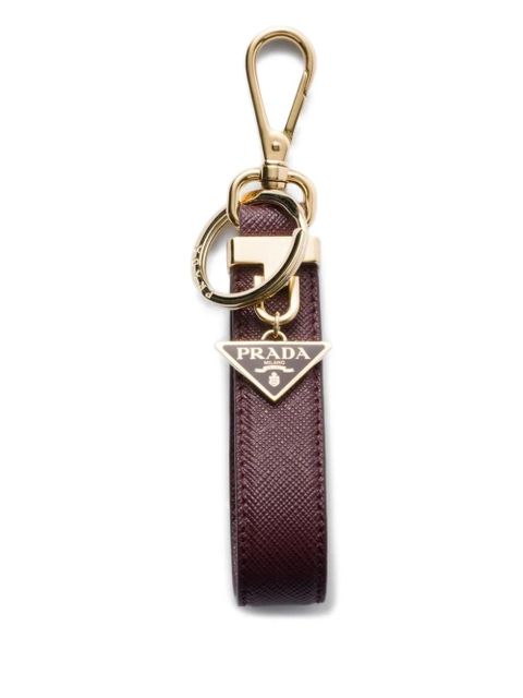 Prada Saffiano leather triangle-logo keyring - Red - zdjęcie produktu nr 1