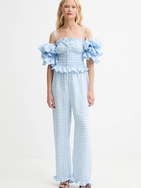 The Sleeper bluzka lniana damska kolor niebieski wzorzysta ALTP01G027N - zdjęcie produktu nr 2