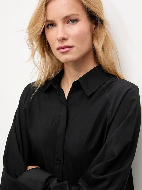 Answear.LAB koszula damska kolor czarny relaxed z kołnierzykiem klasycznym