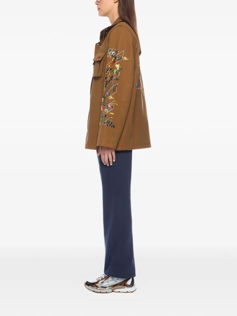 Off-White Aarrow floral twill jacket - Brown