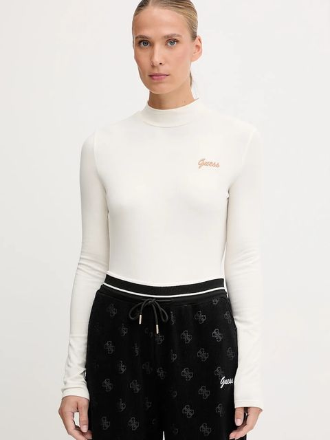 Guess longsleeve ALBA kolor beżowy z półgolfem V5BP10 KCBF1 - zdjęcie produktu nr 1