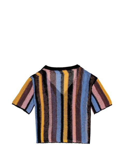 Agua By Agua Bendita Axel stripe crochet shirt - Black