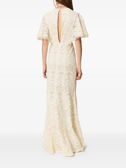 TWINSET maxi lace dress - Neutrals