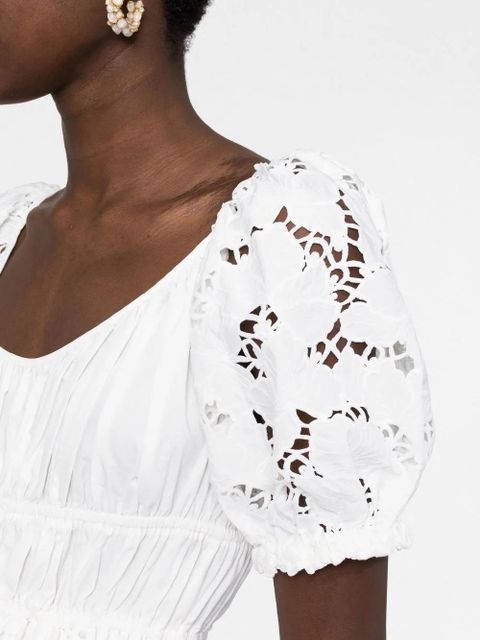 Self-Portrait flared lace midi dress - White